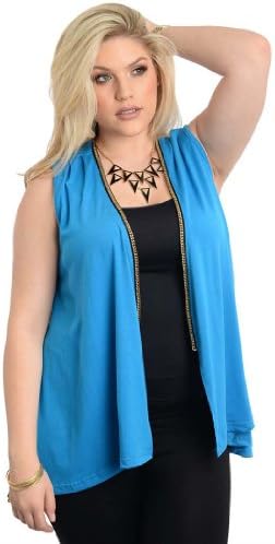 Feellib Women's Plus Size Sleeveless Open Front Top