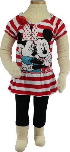 Disney Girls 2-6X Mickey And Minnie Pant Set, White, 4T