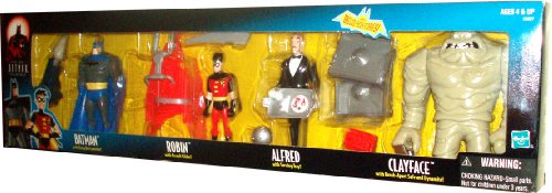  Batman Year 1999 The New Batman Adventures Series 4 Pack 5 Inch Tall Action Figure - Batman with Firing Bat Launcher, Robin with Assault Glider, "Exclusive" Alfred with Serving Tray and Clayface with Break-Apart Safe and Dynamite