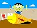Wallmonkeys Peel and Stick Wall Decals - Boy Ready to Eat Frightened Fish - Removable Graphic