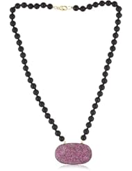 Shery Shabani "Rockstar" Pink Sapphire Onyx and Silver Pendant Necklace