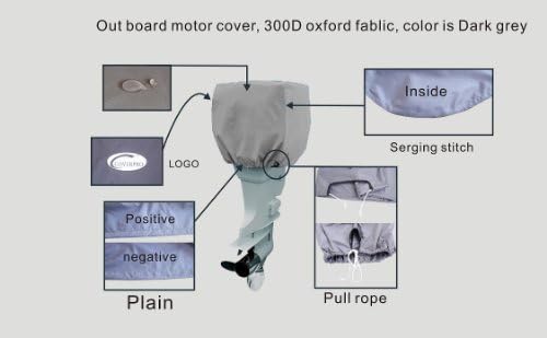 Universal Trailerable Outboard Boat Motor Engine Cover 200-300 Hp, Dark Grey