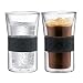 Bodum Presso 10-Ounce Double-Wall Glass with Silicone Grip, Black, Set of 2