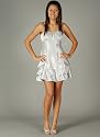 Rhinestone Trim Gathered Bubble Dress for Bridesmaid Formal Prom