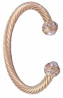 Gold Twisted Cuff Bracelet With Diamond and White Pearl Tips Inspired By David Yurman