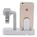 Apple Watch Stand, Teslasz 2 in 1 Premium Aluminum Charging Dock Station Stand Holder for Apple iWatch & iPhone(iPhone 5/ 5S/ 6/ 6 Plus, iWatch BASIC / SPORT / EDITION Model)-Silver