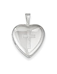 Sterling Silver 16mm Cross Heart Locket. Metal Wt- 2.4g
