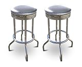 2 24" Glitter Silver Vinyl Specialty / Custom Barstools Set