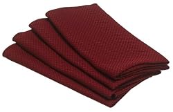 Bardwil Cobblestone 17-inch By 17-inch Set of 4 Napkins, Burgundy