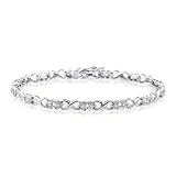 10K White Gold 1 4 ct. Diamond Heart Tennis Bracelet