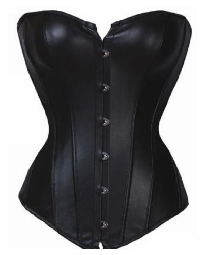 Fedo Sexy Corset Hot Selling Imitation Leather Bustier (S, Black)