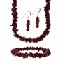 Sterling Silver Red Coral Stone Chip Jewelry Set