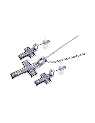 Nickel Free Sterling Silver Pendant & Earring Sets Matching CZ Cross Set
