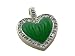 Green Jade Cultured Heart Pendant with Diamonds, 14k Gold