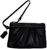 Women's Coach Leather Pleated Wristlet Black