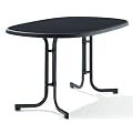 SIEGER 252/G Boulevard-Klapptisch 140 x 90 cm mit Mecalit-Pro-Platte, Stahlrohrgestell eisengrau, Tischplatte Schieferdekor, anthrazit