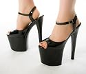 Cindy - Black Stiletto Platform Sandals/Shoes with 8 inch High Heels