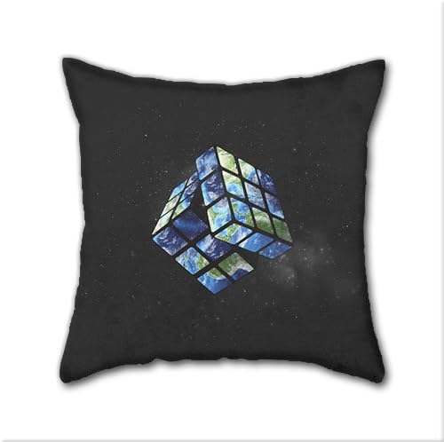 rubik's earth DIY Decorative Pillow Cases,Natural Cotton Square Throw Pillow Case Cushion Cover,18 x 18 Inch(45cm x 45cm)