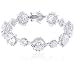 Sterling Silver and Cubic Zirconia Open Scroll Exaggerated Round-Cut Bracelet