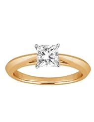 0.75 Ct Princess H/I SI1/SI2 Diamond 18K Yellow Gold Solitaire Ring