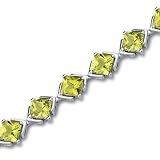 Classy & Elegant 11.25 carats total weight Princess Cut Peridot Gemstone Bracelet in Sterling Silver