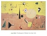 The Hunter by Joan Miro. CANVAS with 3/4 inch bars. 26.39 inches width by 17.56 inches height. Highest Quality Art Poster Print