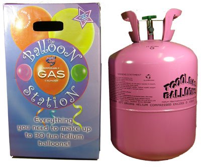 Childrens Toyshop  Toys : Disposable Helium Cylinder Including 50 x 9" Balloons & Ribbon