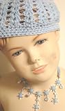 One Strand Silver Plated Blue Beads Kutu Choker Necklace Earrings for Petite Teens Offered with...