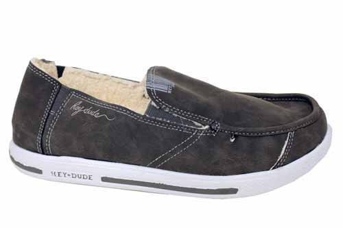 M0182F Dude Gus Mens Gery Shearling Fur Lined Flat Casual Shoes Size UK 12