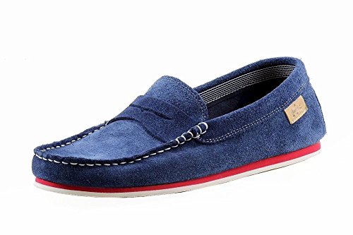 Lacoste Men's Chanler 2 SRM Blue Suede Penny Loafer Shoes