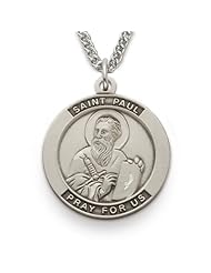 St. Paul, Patron Of Authors, Sterling Silver Engraved Medal Christian Jewelry Patron Saint Patron Saint St. Medal Catholic w/Chain 24" Length