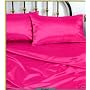 NEW SATIN SHEET SET WITH PILLOWCASES, FULL (DOUBLE), HOT PINK