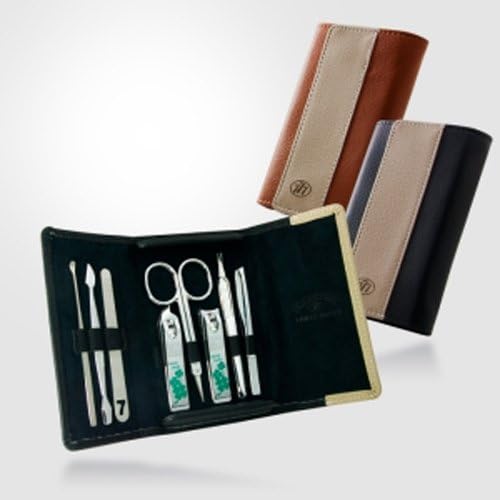 World No. 1, Three Seven 777 Travel Manicure Pedicure Grooming Kit Set(Total 8 PC, Model: TS-08C), Synthetic Leather Set(Black Or Brown) ,Personal Nail care,Stainless steel,Made in Korea, Since 1975