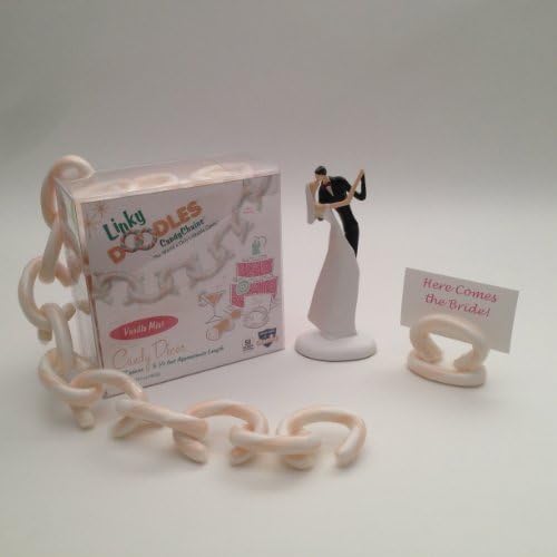 Love links the world together, never more so than at a wedding. A wedding brings two souls together, links them and makes them one. Wedding Linkydoodles symbolize starting a new life together, linking family and friends and creating lifetime memories. Wedding Linkydoodles are 28 pcs of fun candy to decorate your Wedding, Bridal Shower, Dessert Table or Anniversary. White and Champagne Colored, Vanilla Mint Flavored, Linkydoodles. Great for Parties, Bridal Showers, Birthday Parties, Anniversaries and All Other Celebrations. The Perfect Candy Décor for Dessert Tables, Graduation, Party, Bridal and Birthday Decorations. Perfect As Napkin Rings, Place Card Holders, Party Drinks, Party Flavors Gift Wrapping and Party Table Décor. The Perfect Item for Candy Crafts.