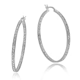 Sterling Silver Diamond-Accent Hoop Earrings