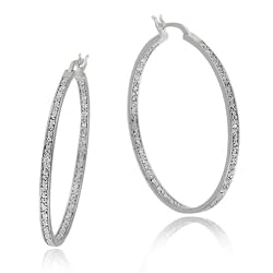 Sterling Silver Diamond-Accent Hoop Earrings