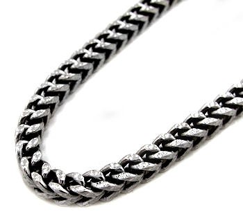 Mens 10k White Gold Franco Link Chain Necklace 40 Inch