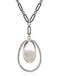 Moritz Glik "Kaleidoscope" 18K Gold and Oxidized Silver Floating Diamond Oval Pendant Necklace