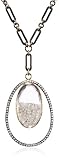 Moritz Glik "Kaleidescope" 18K Gold and Oxidized Silver Floating Diamond Oval Pendant Necklace
