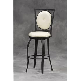 Square Back Metal Bar Stool Oval Ivory Center 