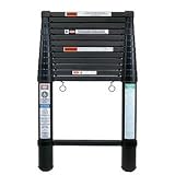 Telesteps 1205 Black 12-1/2-Foot 300-Pound Duty Rating Aluminum Telescoping Extension Ladder, Black