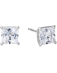 14k Gold 4.5mm Princess Cubic Zirconia Studs (1 cttw)