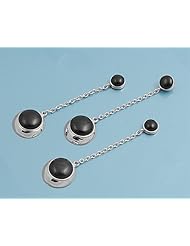 BLACK ONYX LONG HANGING DANGLE, Sterling Silver Rim Earrings Pendant Jewelry Set