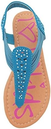 Rowena-115 Little Girls Thongs Sandals with Rhinestons Blue 2