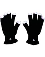 Black Knit Gloves LED Strobe Fingertips with 3 Colors for Light Shows, Raves, Concerts, Disco, Festival, Party Favors (1 Pair) by Super Z Outlet&reg;