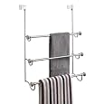 InterDesign York Metal Over the Shower Door 3-Bar Towel Rack, Split Finish