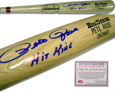 Pete Rose Cincinnati Reds MLB Hand Signed Name Model Baseball Bat with Hit King Inscription