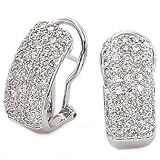 14k White Gold & Diamond Pave' Set Hoop Earrings (1.50ctw)