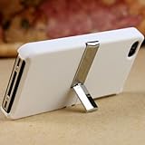 Premium White Snap oN Hard Case with Chrome Movie Stand for Apple iPhone 4  ....