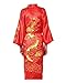 Mens Robe Chinese Dragon Pattern Kimono Bathrobe with Waistband